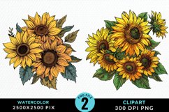 Watercolor Sunflower Illustration Clipart Product Image 1