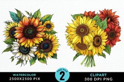 Watercolor Sunflower Exquisite Clipart Product Image 1