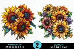 Watercolor Sunflower Illustration Clipart Product Image 1