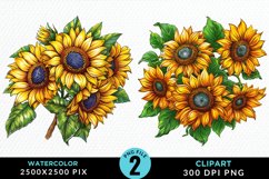 Watercolor Sunflower Exquisite Clipart Product Image 1