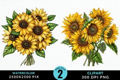 Watercolor Sunflower Exquisite Clipart Product Image 1