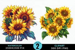 Watercolor Sunflower Illustration Clipart Product Image 1