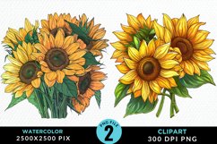 Watercolor Sunflower Exquisite Clipart Product Image 1
