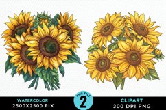 Watercolor Sunflower Illustration Clipart Product Image 1