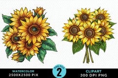 Watercolor Sunflower Illustration Clipart Product Image 1