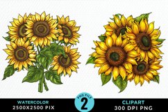 Watercolor Sunflower Illustration Clipart Product Image 1