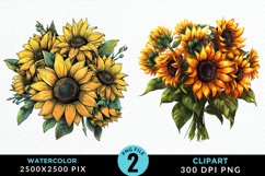 Watercolor Sunflower Illustration Clipart Product Image 1