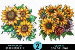 Watercolor Sunflower Exquisite Clipart Product Image 1