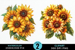 Watercolor Sunflower Exquisite Clipart Product Image 1