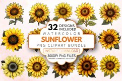 Watercolor Sunflower Clipart Bundle Product Image 1