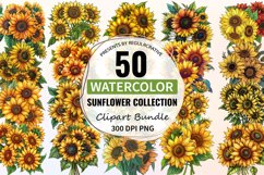 Watercolor Sunflower Clipart Bundle Product Image 1