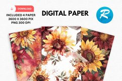 Watercolor Sunflower Paper, Sunflower Background Product Image 1