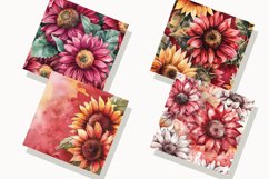Watercolor Sunflower Digital Paper Bundle Product Image 2