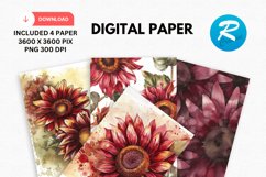 Watercolor Sunflower Digital Paper, Sunflower Background Product Image 1