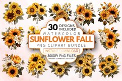 Watercolor Sunflower Fall Clipart Bundle Product Image 1