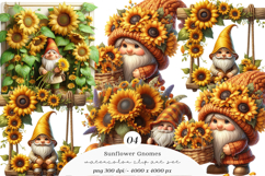 Watercolor Sunflower Gnomes Collection Clipart Product Image 1