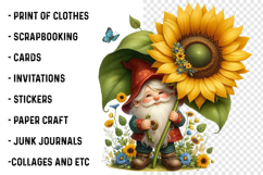 Watercolor Sunflower Gnomes Collection Clipart Product Image 2