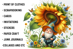 Watercolor Sunflower Gnomes Collection Clipart Product Image 2