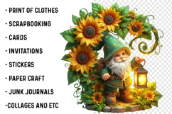Watercolor Sunflower Gnomes Collection Clipart Product Image 2