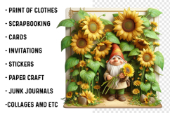 Watercolor Sunflower Gnomes Collection Clipart Product Image 2