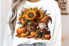 Watercolor Sunflower Gnomes Collection Clipart Product Image 3