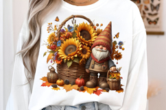 Watercolor Sunflower Gnomes Collection Clipart Product Image 3