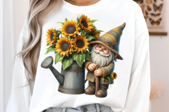 Watercolor Sunflower Gnomes Collection Clipart Product Image 3