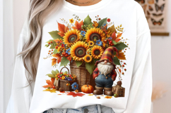 Watercolor Sunflower Gnomes Collection Clipart Product Image 3