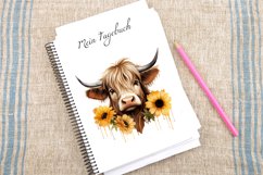 Watercolor Sunflower Highland Cows Collection Clipart Bundle Product Image 4