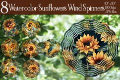 Watercolor Sunflowers Wind Spinners Sublimation Designs Product Image 1