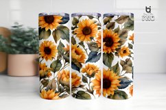 Watercolor Sunflower Pattern Sublimation Tumbler Wrap Bundle Product Image 4