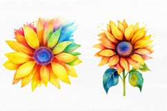 Sunflower Rainbow Watercolor Sublimation Clipart Product Image 6