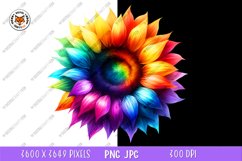 Watercolor Sunflower PNG, Rainbow Sunflower Sublimation Product Image 2