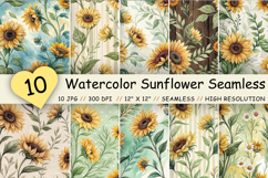 watercolor sunflower pattern, sunflower seamless paper, yellow floral digital, sunflower digital paper, summer floral pattern, sunflower watercolor art, botanical sunflower design, floral seamless background, sunflower scrapbook paper, yellow flower patte