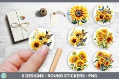 Bundle of six Watercolor Stickers designs.