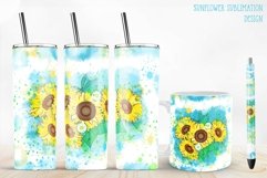 watercolor sunflower sublimation design for tumbler