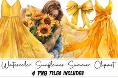 Watercolor Sunflower Summer Clipart Product Image 1