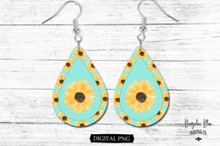 Watercolor Sunflower Teardrop Earring Digital Design PNG Product Image 1