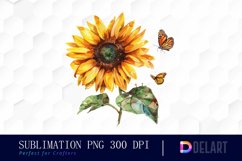 Sunflower With Butterfly Illustration Clipart Product Image 1