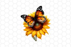 Watercolor Sunflower with Butterfly Clipart