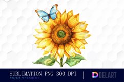 Sunflower With Butterfly Sublimation PNG Clipart Product Image 1