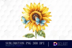 Sunflower With Butterfly Illustration Clipart Product Image 1