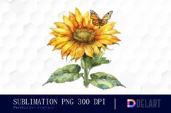 Sunflower With Butterfly Illustration Clipart Product Image 1
