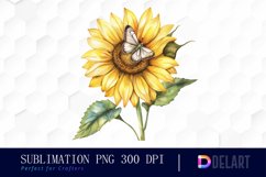 Sunflower With Butterfly Sublimation PNG Clipart Product Image 1
