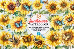 Sunflower With Butterfly Clipart Bundle Product Image 1