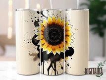 Watercolor Sunflower Tapered and Straight Skinny Tumbler PNG Product Image 4