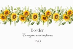 Watercolor sunflowers border