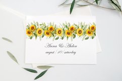 Watercolor sunflowers border