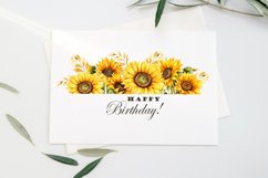 Watercolor sunflowers border