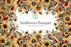 Sunflowers Bouquet Watercolor Sublimation Clipart Product Image 1